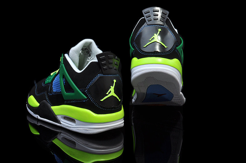 Air Jordan 4 Women Shoes Black/Green/Blue Online